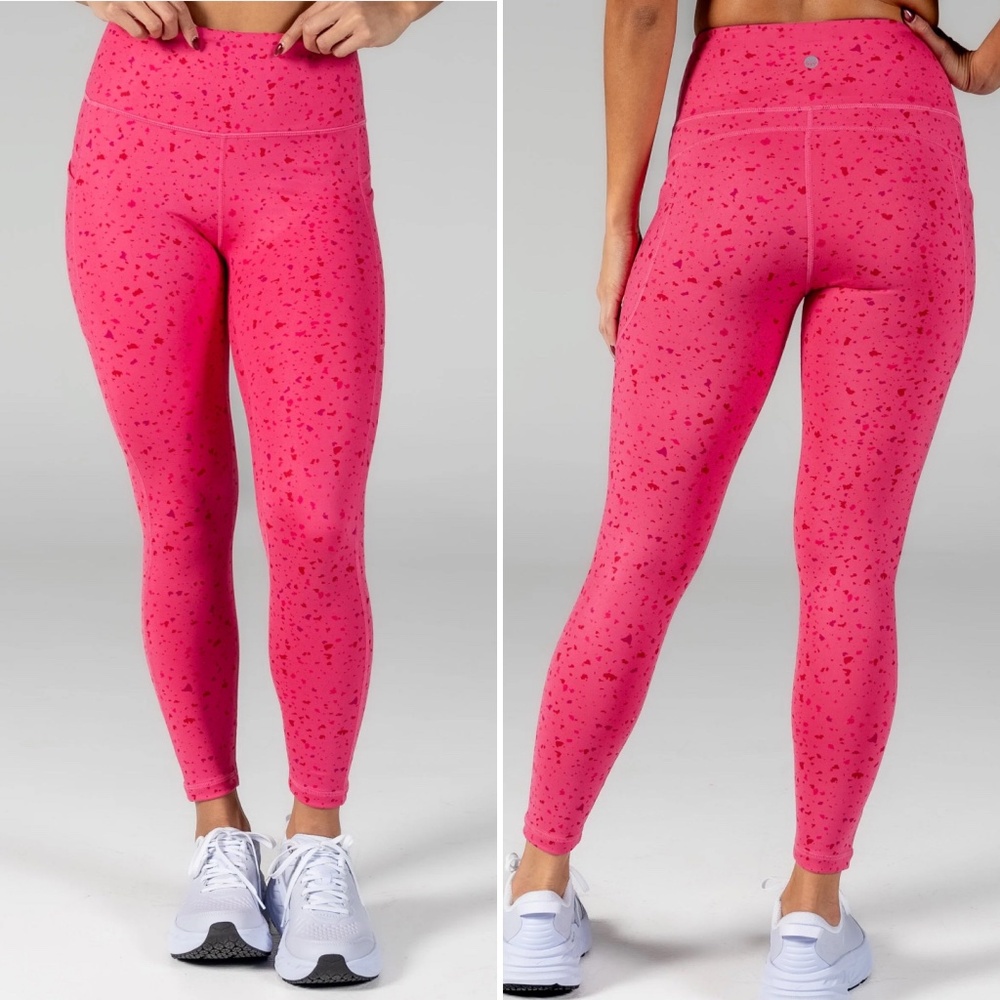 Senita Athletics High Waisted Vinyasa 7/8 Leggings - Hibiscus Terrazzo